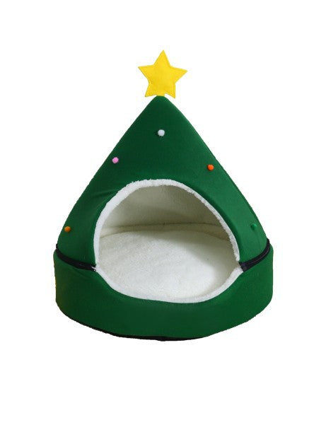 Pet party Christmas supplies winter warm closed Christmas tree dog house removable and washable yurt cat house