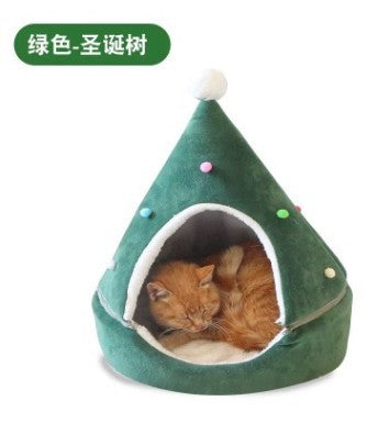 Pet party Christmas supplies winter warm closed Christmas tree dog house removable and washable yurt cat house