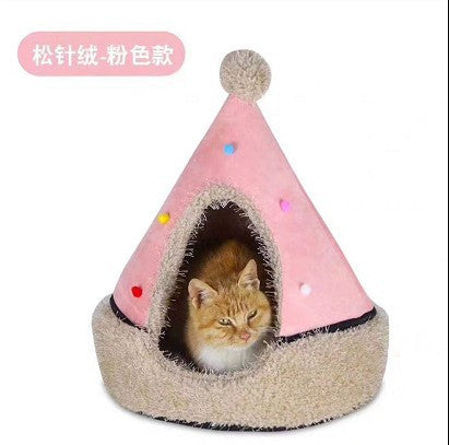 Pet party Christmas supplies winter warm closed Christmas tree dog house removable and washable yurt cat house