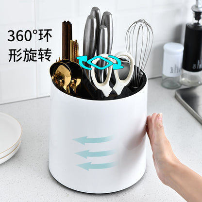 Multifunctional kitchen knife rack rotatable storage rack kitchen storage cylinder creative knife and fork chopsticks cage