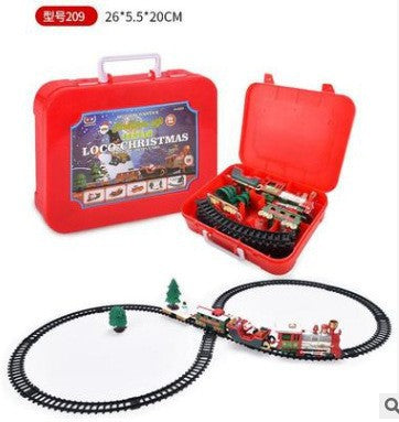 Foreign trade electric Christmas train can hang Christmas tree Electric sound and light Christmas rail car Christmas gift toys