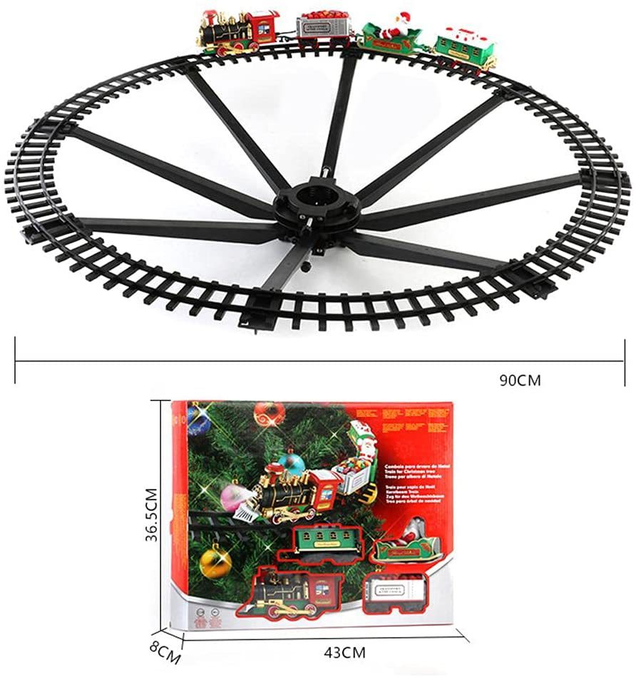 Foreign trade electric Christmas train can hang Christmas tree Electric sound and light Christmas rail car Christmas gift toys