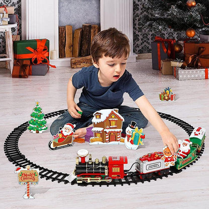 Foreign trade electric Christmas train can hang Christmas tree Electric sound and light Christmas rail car Christmas gift toys