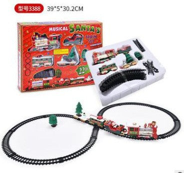 Foreign trade electric Christmas train can hang Christmas tree Electric sound and light Christmas rail car Christmas gift toys