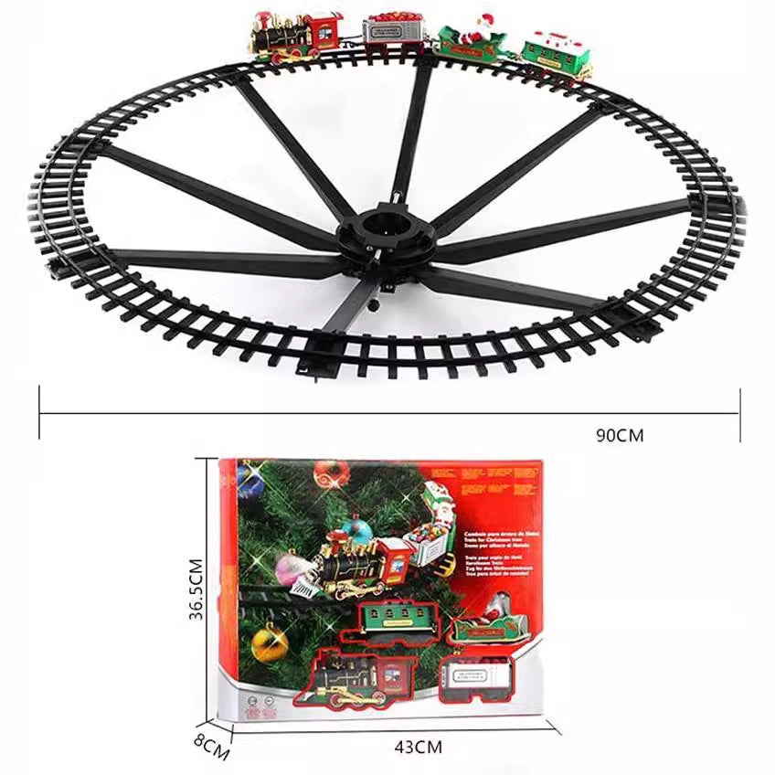 Foreign trade electric Christmas train can hang Christmas tree Electric sound and light Christmas rail car Christmas gift toys