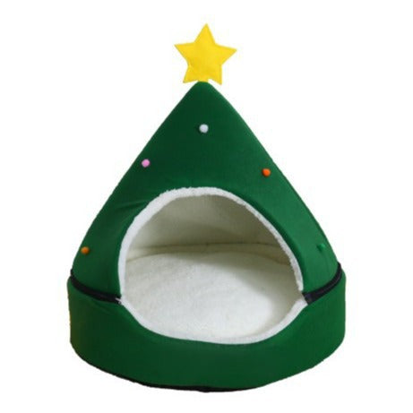 Pet party Christmas supplies winter warm closed Christmas tree dog house removable and washable yurt cat house